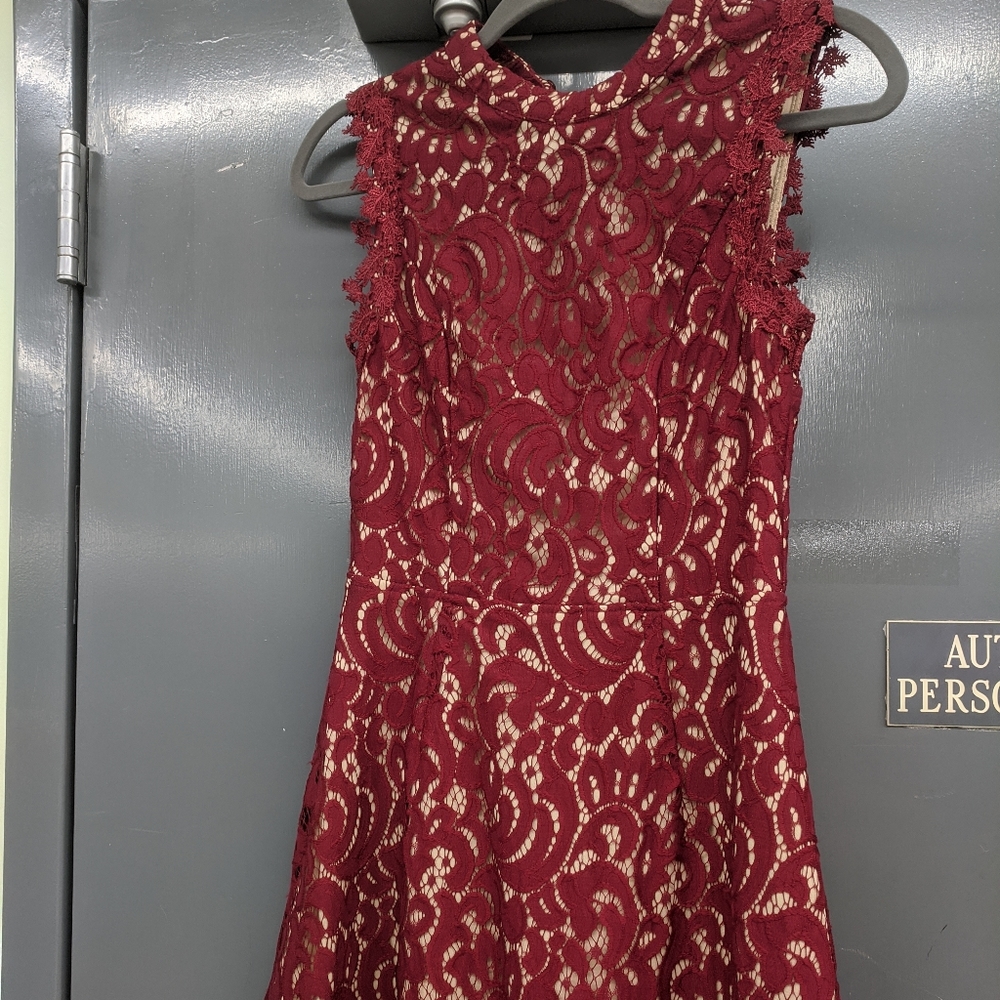 Red and cream dress